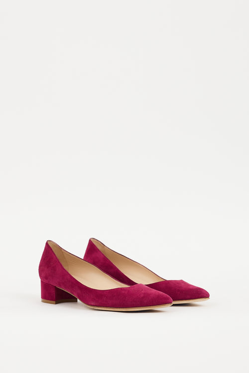 Manolo Blahnik Burgundy Suede Listony Pump