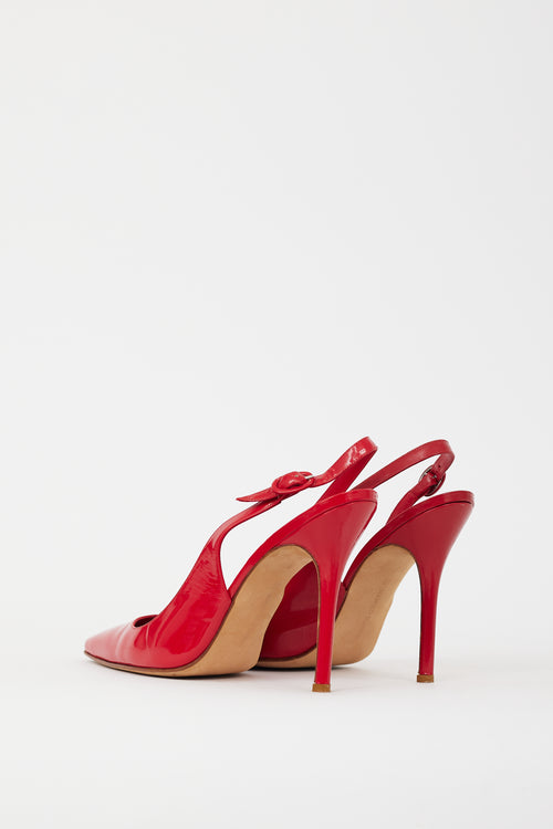 Manolo Blahnik Red Patent Leather Slingback Pump