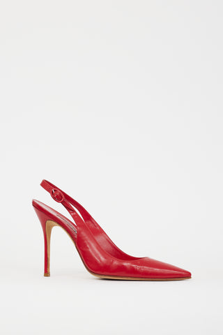 Manolo Blahnik Red Patent Leather Slingback Pump