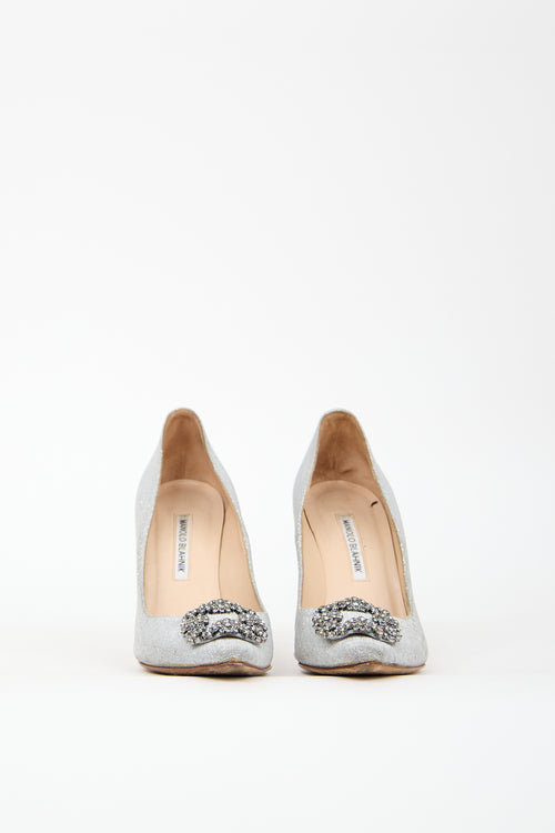 Manolo Blahnik Silver Sparkle Hangisi Pump