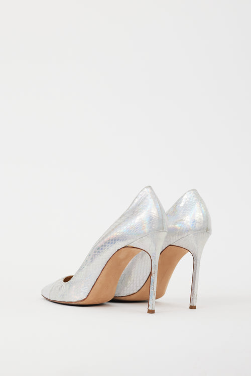 Manolo Blahnik Silver Iridescent BB 110mm Pump