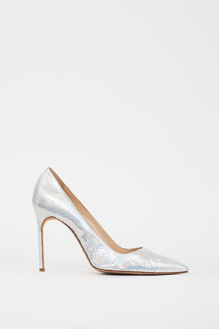 Manolo Blahnik Silver Iridescent BB 110mm Pump