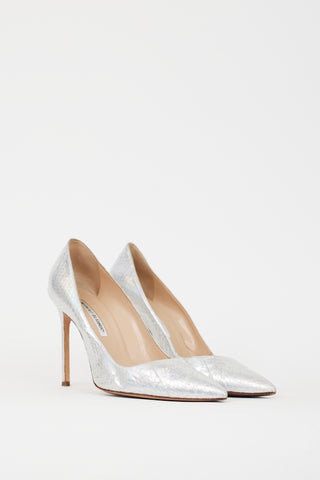 Manolo Blahnik Silver Iridescent BB 110mm Pump