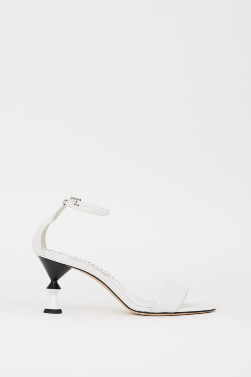 Manolo Blahnik White Leather Leda Sculptural Heel