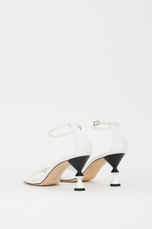 Manolo Blahnik White Leather Leda Sculptural Heel