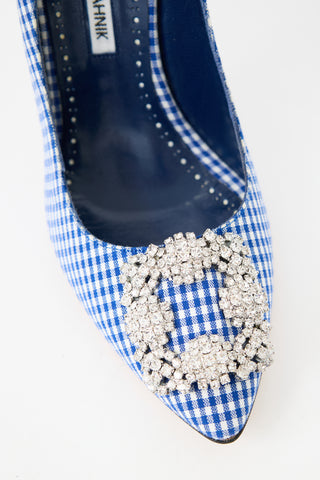 Manolo Blahnik Blue Gingham Hangisi Pump