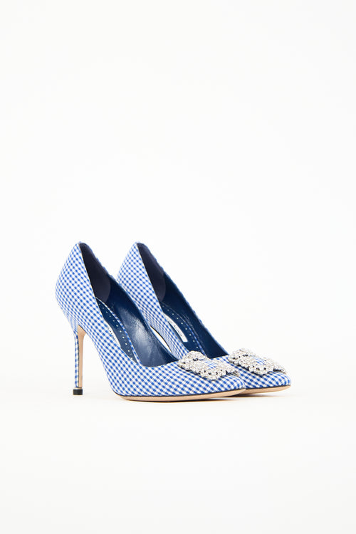 Manolo Blahnik Blue Gingham Hangisi Pump