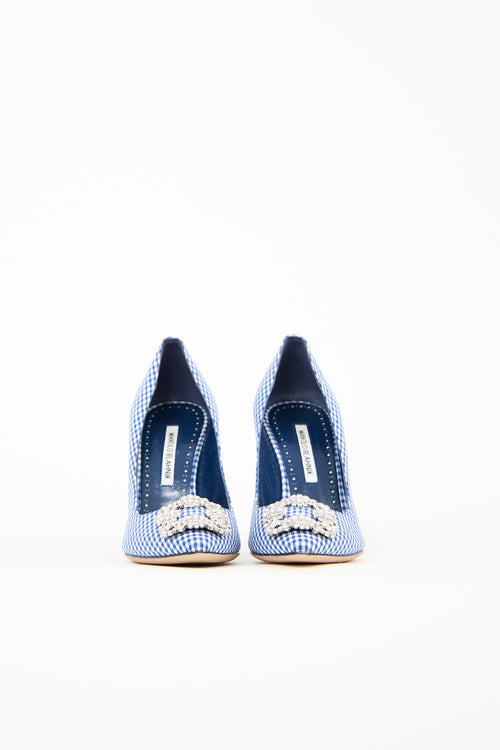 Manolo Blahnik Blue Gingham Hangisi Pump