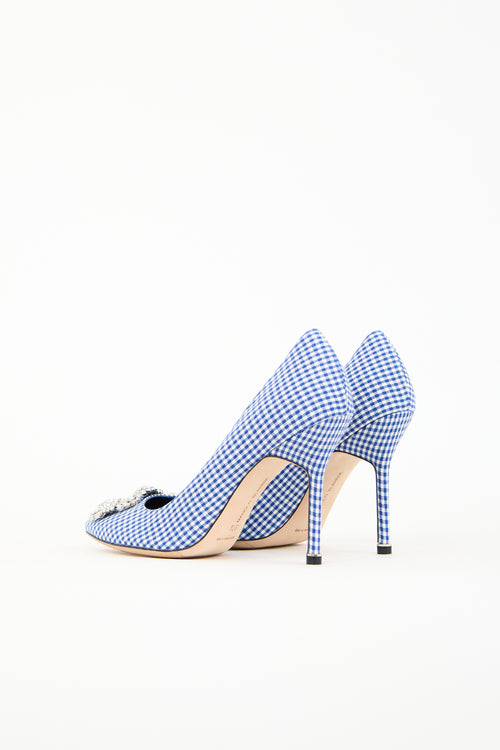 Manolo Blahnik Blue Gingham Hangisi Pump