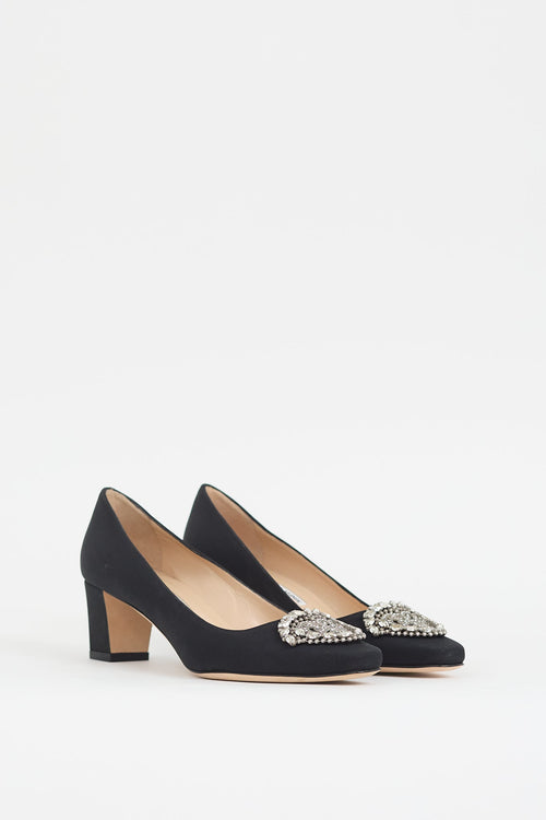 Manolo Blahnik Black Crêpe De Chine Okkato Jewel Pump