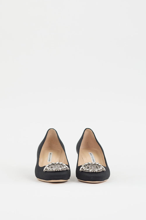 Manolo Blahnik Black Crêpe De Chine Okkato Jewel Pump