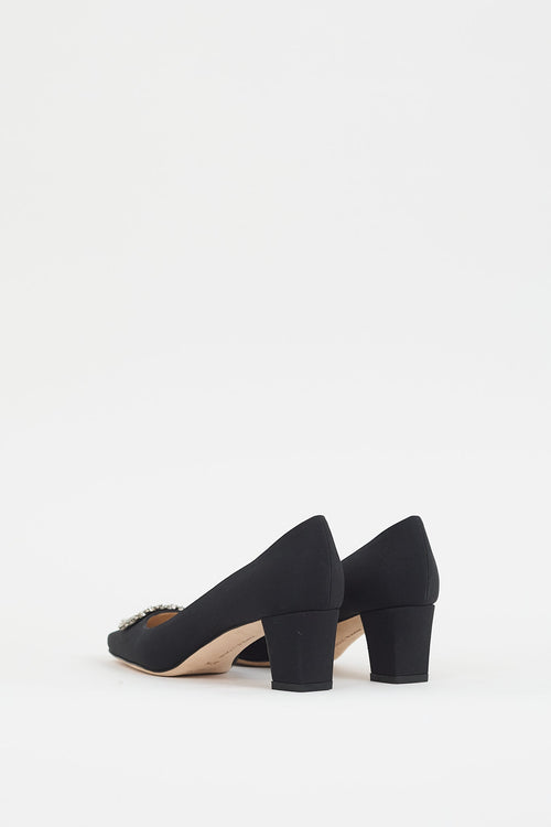 Manolo Blahnik Black Crêpe De Chine Okkato Jewel Pump