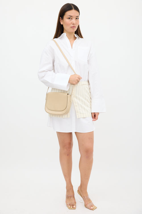 Mansur Gavriel Beige Leather Flap Crossbody Bag