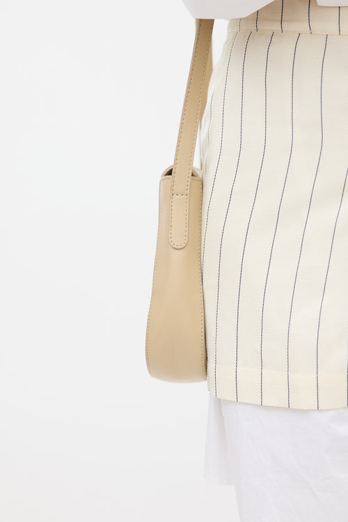 Mansur Gavriel Beige Leather Flap Crossbody Bag