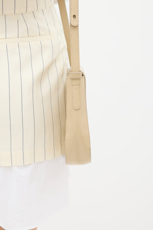 Mansur Gavriel Beige Leather Flap Crossbody Bag