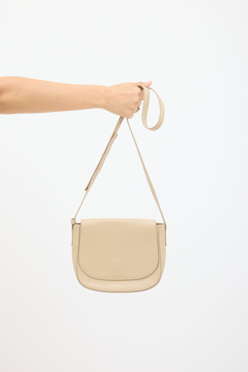 Mansur Gavriel Beige Leather Flap Crossbody Bag