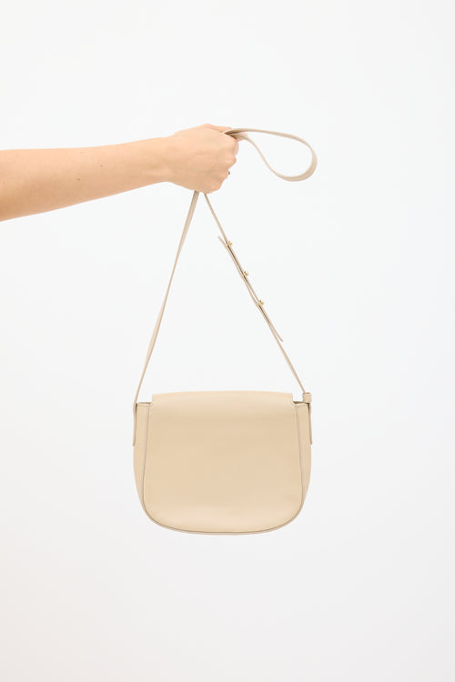 Mansur Gavriel Beige Leather Flap Crossbody Bag