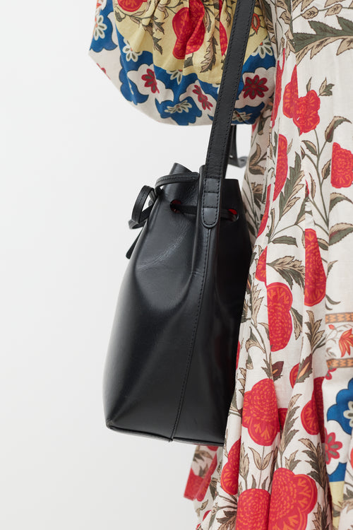 Mansur Gavriel Black Leather Drawstring Bucket Bag