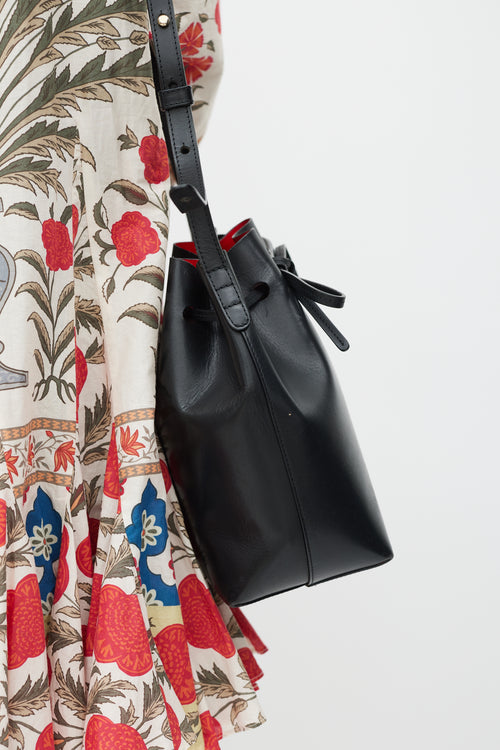 Mansur Gavriel Black Leather Drawstring Bucket Bag