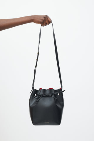 Mansur Gavriel Black Leather Drawstring Bucket Bag