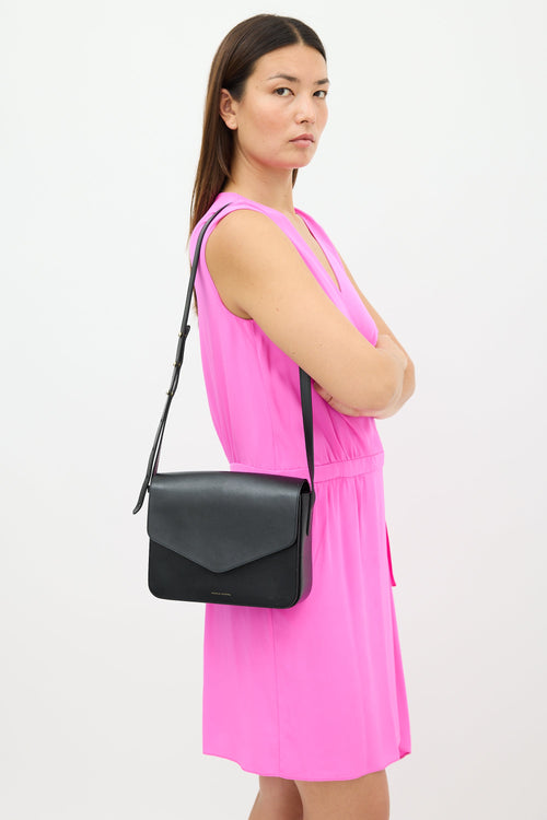 Mansur Gavriel Black Leather Envelope Flap Crossbody Bag