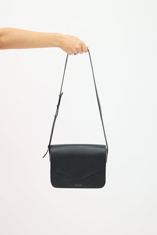 Mansur Gavriel Black Leather Envelope Flap Crossbody Bag