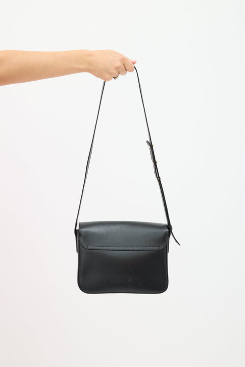 Mansur Gavriel Black Leather Envelope Flap Crossbody Bag