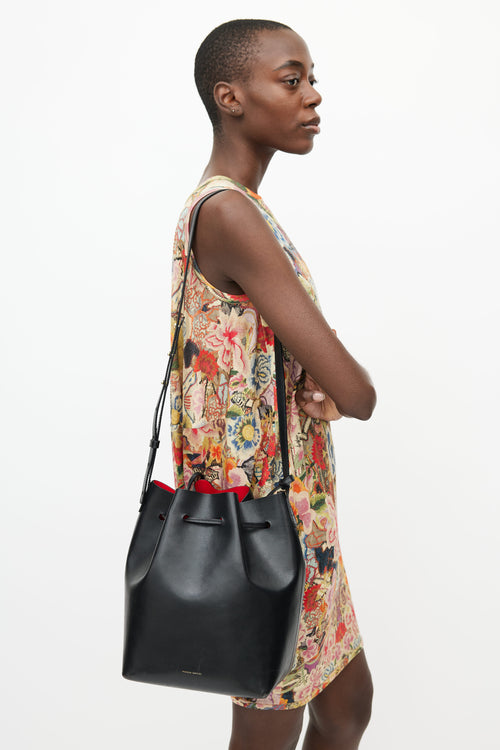 Mansur Gavriel Black Leather Bucket Shoulder Bag