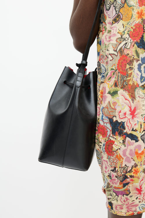 Mansur Gavriel Black Leather Bucket Shoulder Bag