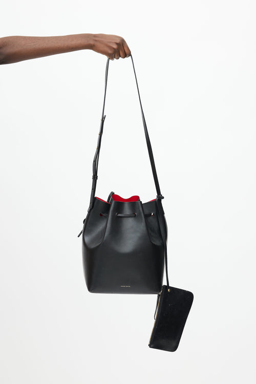 Mansur Gavriel Black Leather Bucket Shoulder Bag