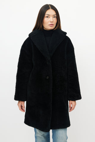 Mansur Gavriel Black Leather Shearling Coat