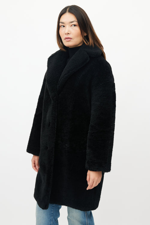 Mansur Gavriel Black Leather Shearling Coat