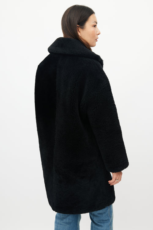 Mansur Gavriel Black Leather Shearling Coat