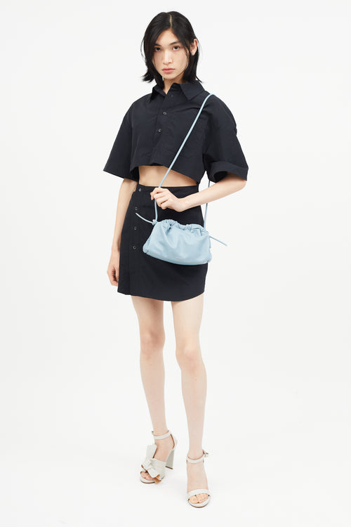 Mansur Gavriel Blue Leather Cloud Clutch