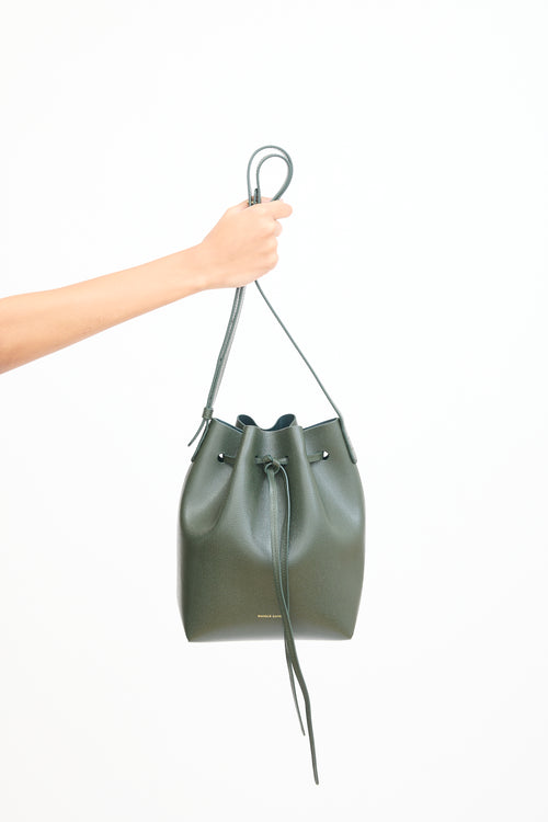 Mansur Gavriel Green Leather Mini Bucket Bag