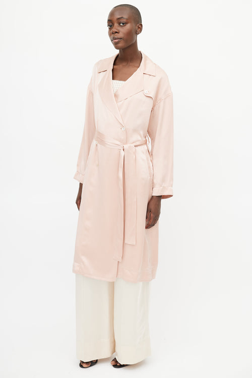 Mansur Gavriel Pink Silk Double Breasted Trench Coat