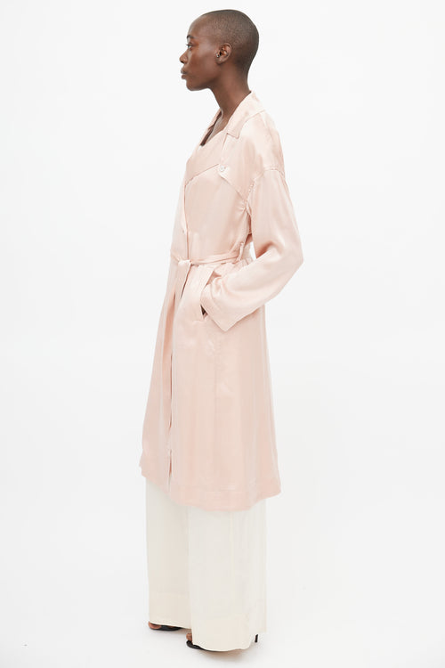 Mansur Gavriel Pink Silk Double Breasted Trench Coat