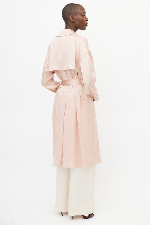 Mansur Gavriel Pink Silk Double Breasted Trench Coat