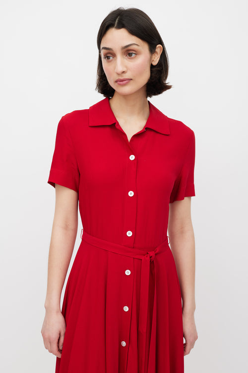 Mansur Gavriel Red Button Up A-Line Dress