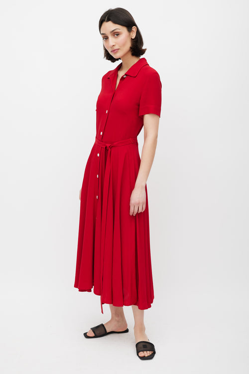 Mansur Gavriel Red Button Up A-Line Dress