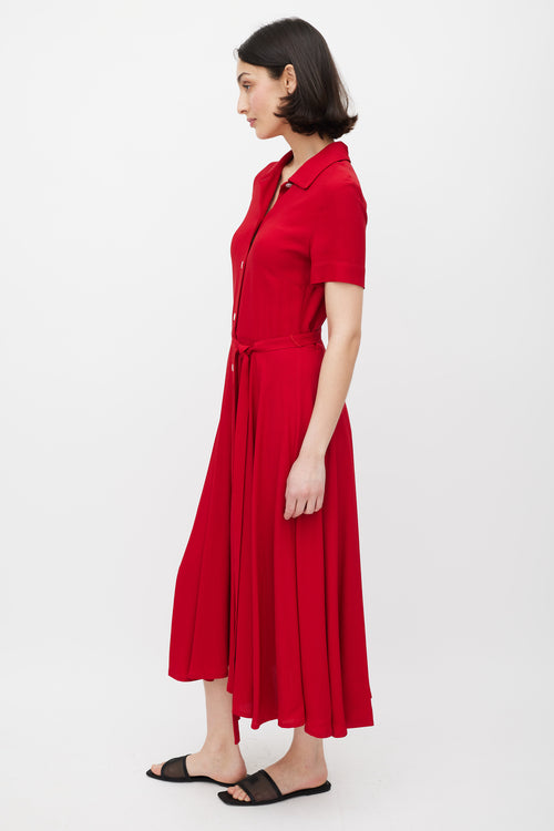 Mansur Gavriel Red Button Up A-Line Dress