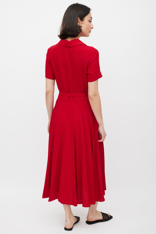 Mansur Gavriel Red Button Up A-Line Dress