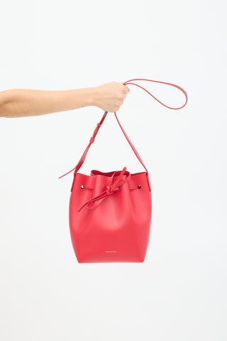 Mansur Gavriel Red Leather Mini Bucket Bag