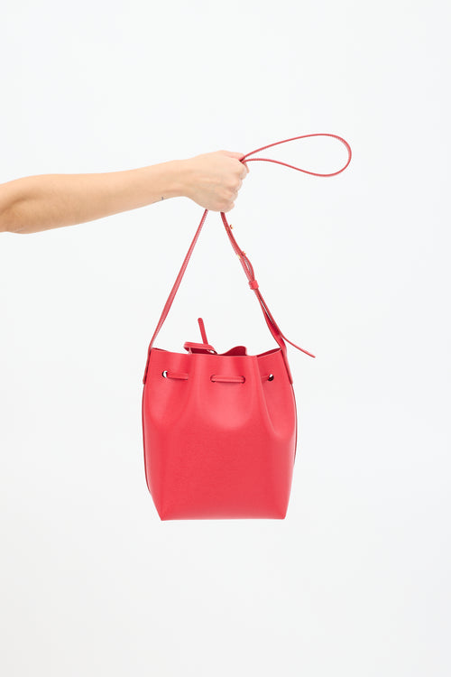 Mansur Gavriel Red Leather Mini Bucket Bag