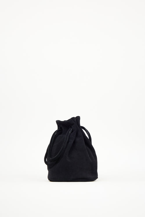 Mansur Gavriel Black Suede Drawstring Pouch Bag