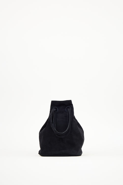 Mansur Gavriel Black Suede Drawstring Pouch Bag