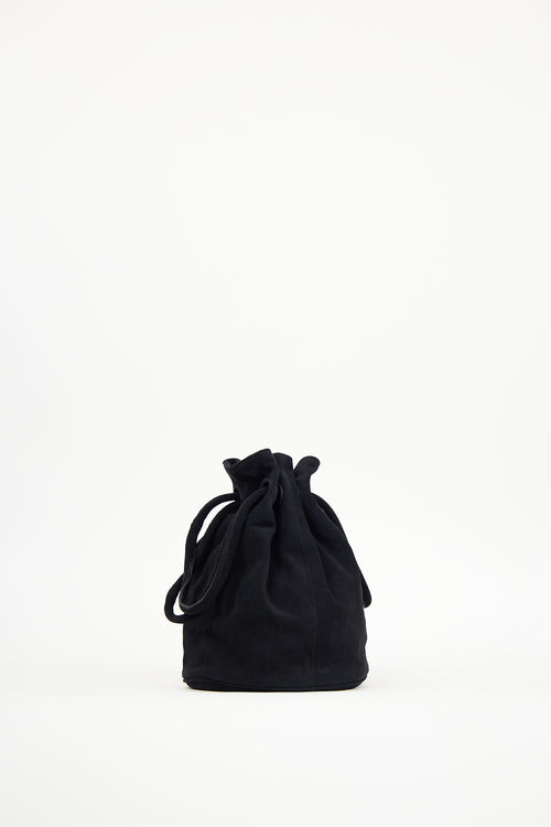 Mansur Gavriel Black Suede Drawstring Pouch Bag