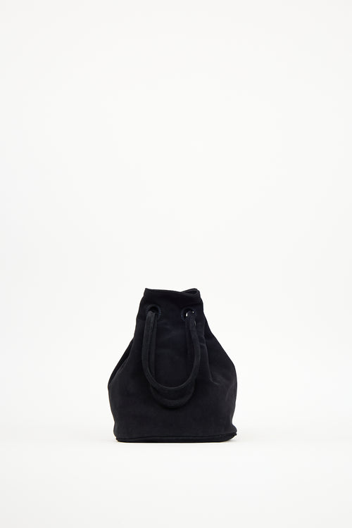 Mansur Gavriel Black Suede Drawstring Pouch Bag