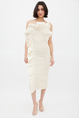 Mara Hoffman Cream Cotton Ruffled Kana Midi Dress