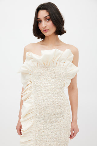 Mara Hoffman Cream Cotton Ruffled Kana Midi Dress